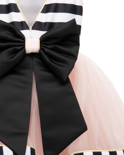 kidsatelier-tulleen-SS18307-BLACK PINK-black-white-striped-sleeveless-tulle-dress
