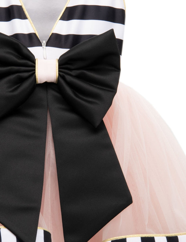 kidsatelier-tulleen-SS18307-BLACK PINK-black-white-striped-sleeveless-tulle-dress