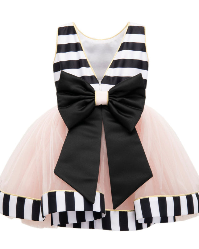 kidsatelier-tulleen-SS18307-BLACK PINK-black-white-striped-sleeveless-tulle-dress