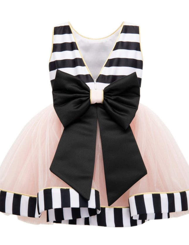 kidsatelier-tulleen-SS18307-BLACK PINK-black-white-striped-sleeveless-tulle-dress