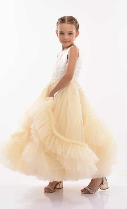 kids atelier tulleen Gold Amber Tulle Dress