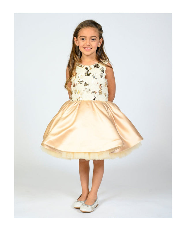 kidsatelier-tulleen-SS19406-CHAMPAGNE-tulleen- metallic-Gold-short-satin-champagne-dress- glamour 
