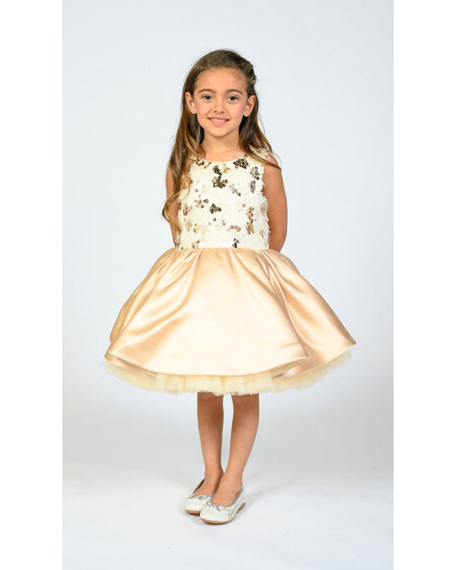 kidsatelier-tulleen-SS19406-CHAMPAGNE-tulleen- metallic-Gold-short-satin-champagne-dress- glamour 