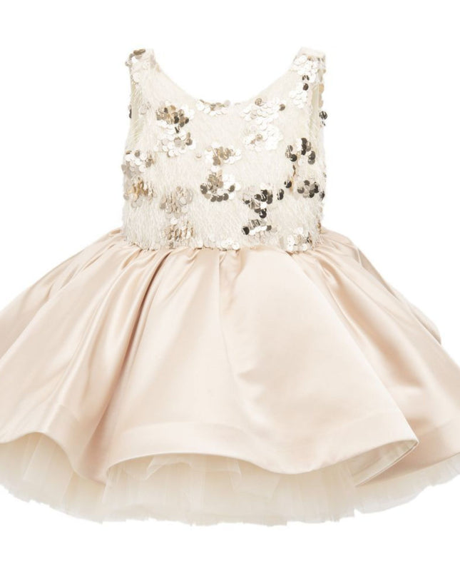 kidsatelier-tulleen-SS19406-CHAMPAGNE-tulleen- metallic-Gold-short-satin-champagne-dress- glamour 