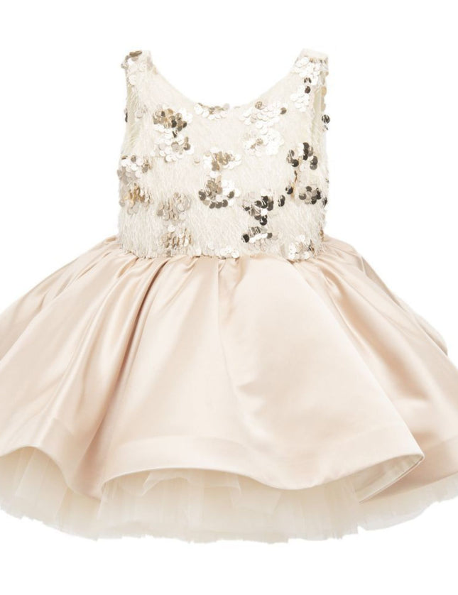 kidsatelier-tulleen-SS19406-CHAMPAGNE-tulleen- metallic-Gold-short-satin-champagne-dress- glamour 