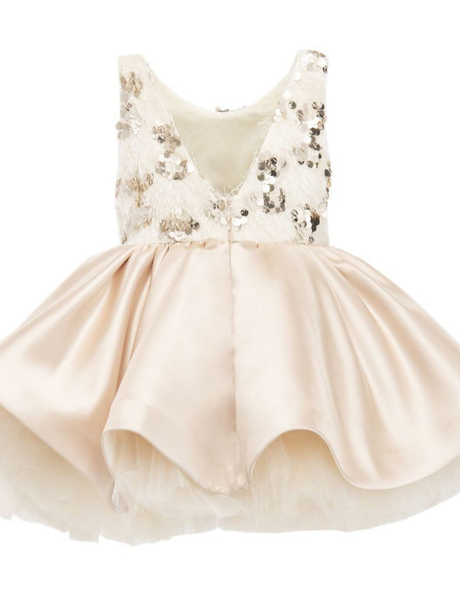 kidsatelier-tulleen-SS19406-CHAMPAGNE-tulleen- metallic-Gold-short-satin-champagne-dress- glamour 