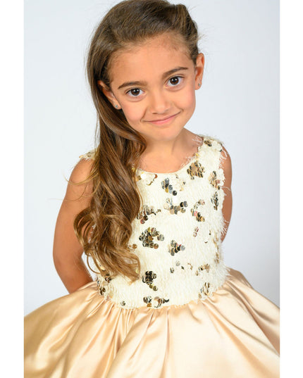 kidsatelier-tulleen-SS19406-CHAMPAGNE-tulleen- metallic-Gold-short-satin-champagne-dress- glamour 