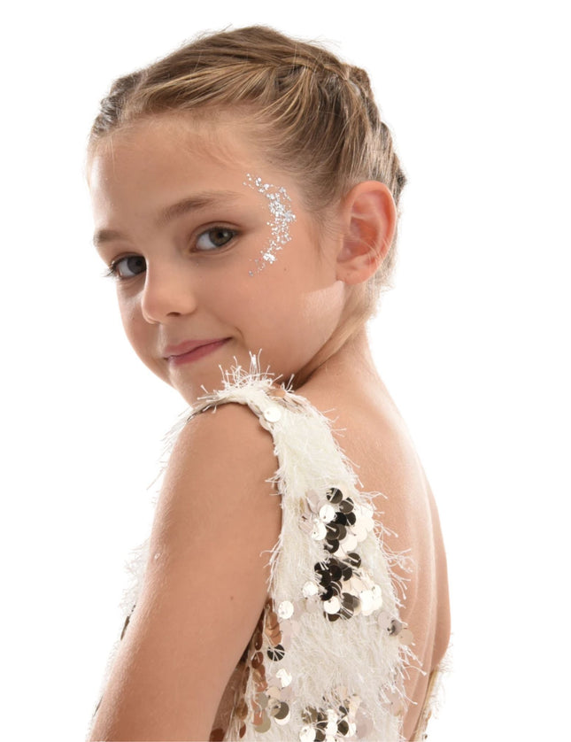 Beige Ashler Sequin Dress