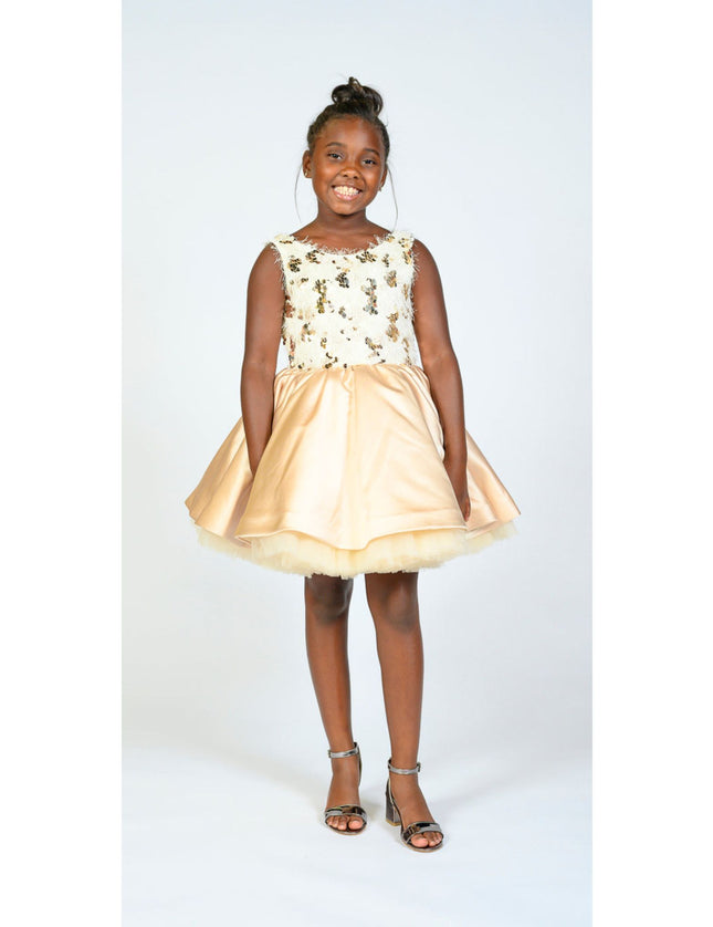 kidsatelier-tulleen-SS19406-CHAMPAGNE-tulleen- metallic-Gold-short-satin-champagne-dress- glamour 