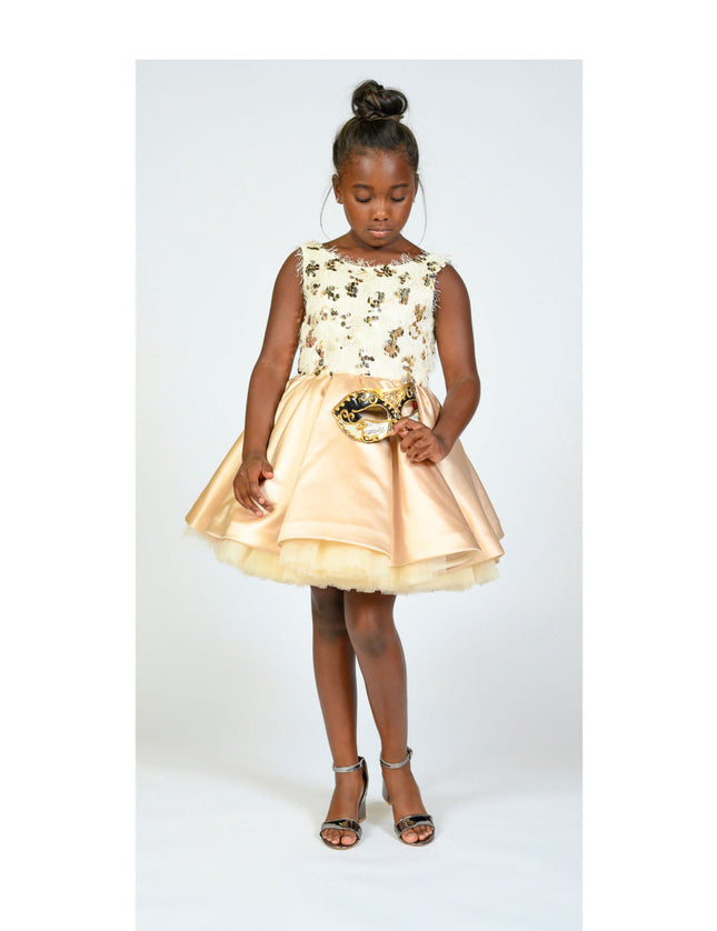 kidsatelier-tulleen-SS19406-CHAMPAGNE-tulleen- metallic-Gold-short-satin-champagne-dress- glamour 