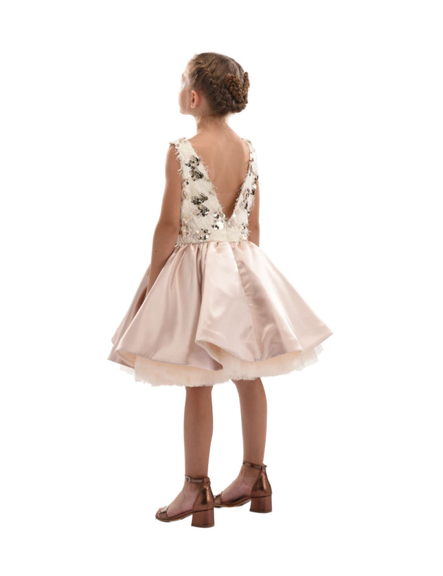 Beige Ashler Sequin Dress