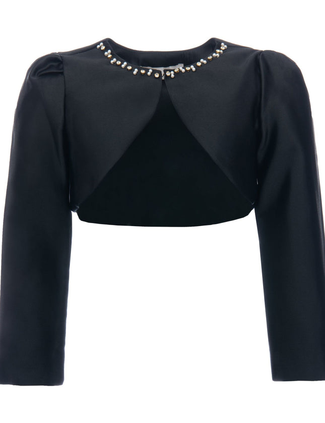 kidsatelier-tulleen-T-2401-Black-cropped-satin-cardigan