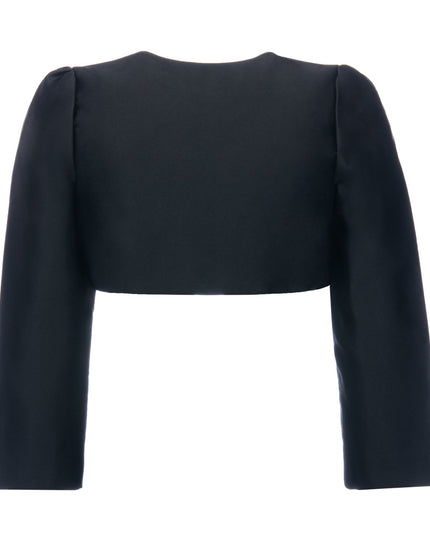 kidsatelier-tulleen-T-2401-Black-cropped-satin-cardigan