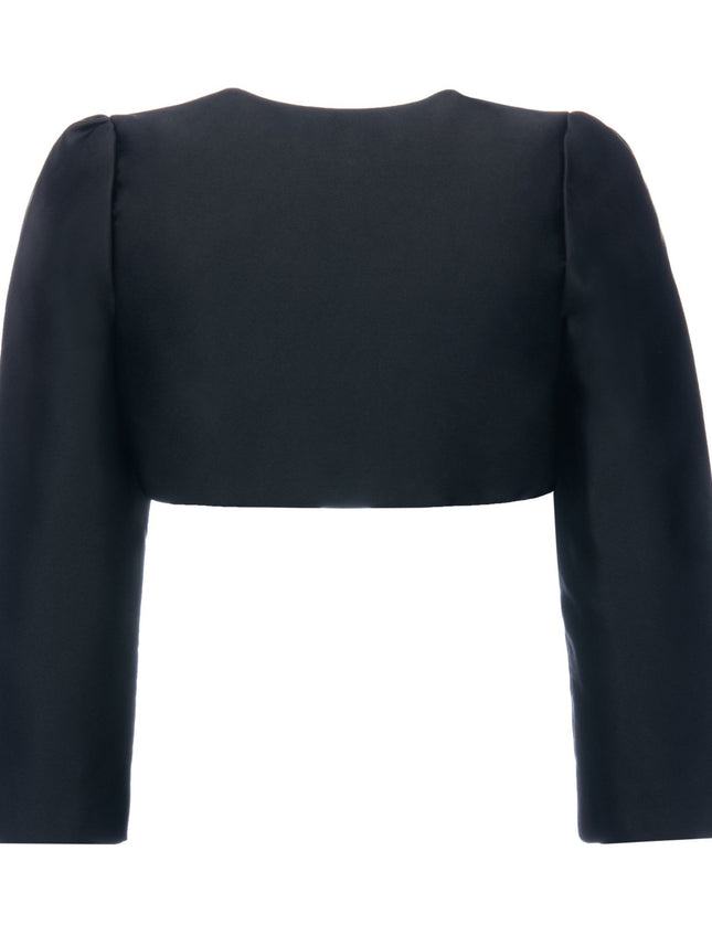 kidsatelier-tulleen-T-2401-Black-cropped-satin-cardigan