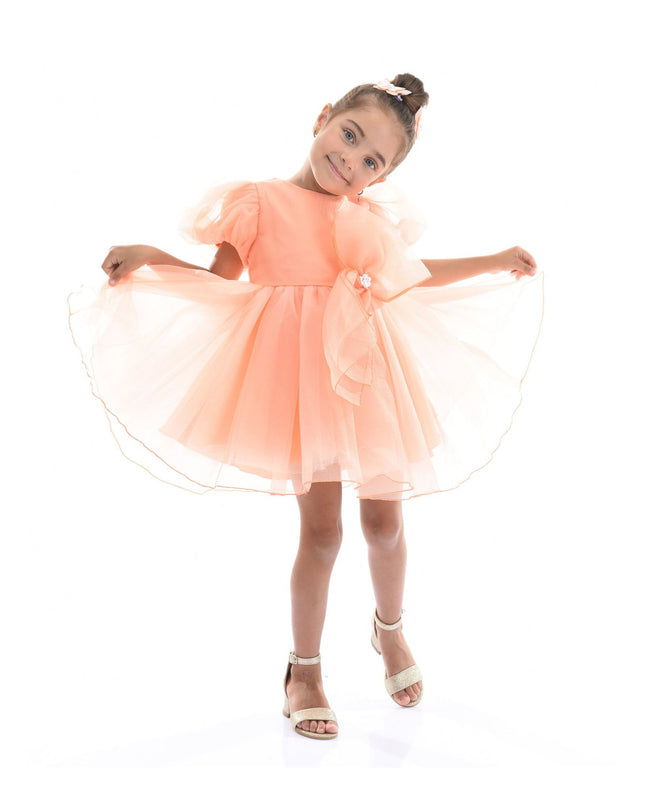 kidsatelier-tulleen-T-2927-Peach-bow-organza-dress