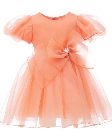 kidsatelier-tulleen-T-2927-Peach-bow-organza-dress