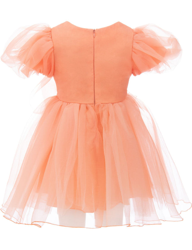 kidsatelier-tulleen-T-2927-Peach-bow-organza-dress