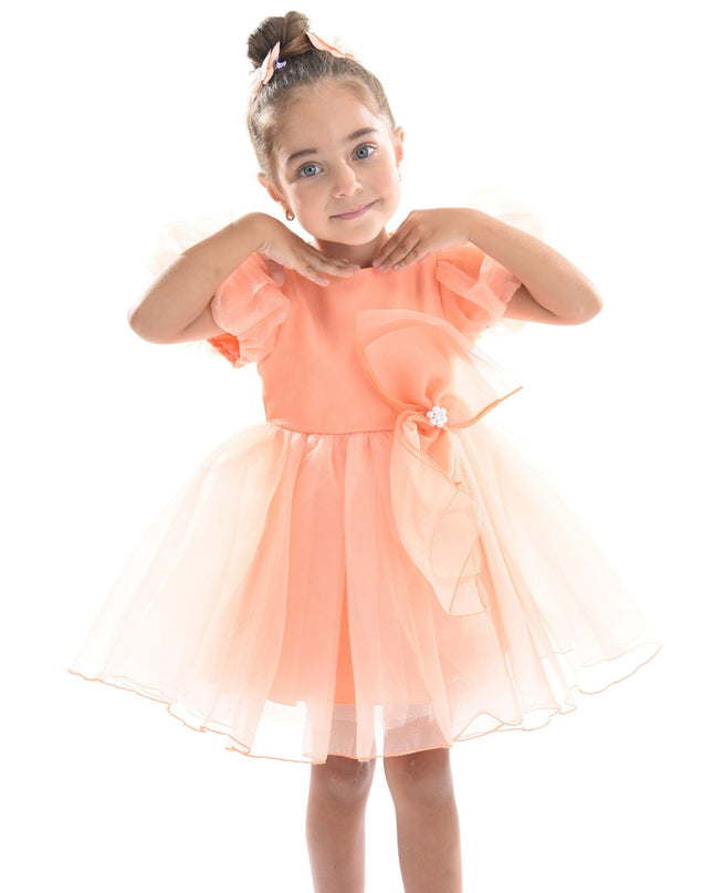 kidsatelier-tulleen-T-2927-Peach-bow-organza-dress