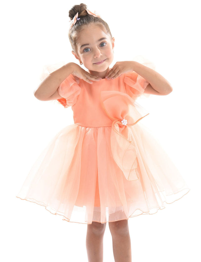 kidsatelier-tulleen-T-2927-Peach-bow-organza-dress