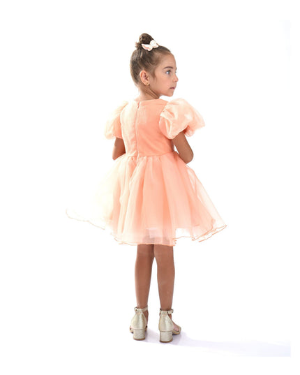 kidsatelier-tulleen-T-2927-Peach-bow-organza-dress
