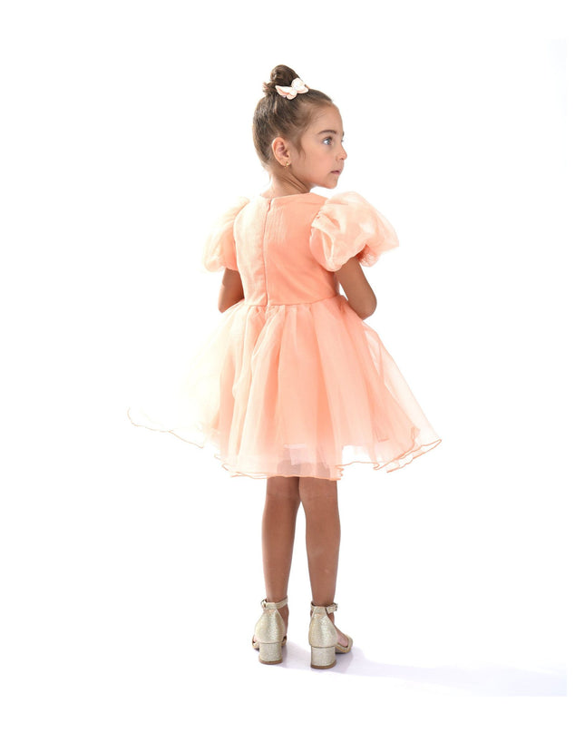 kidsatelier-tulleen-T-2927-Peach-bow-organza-dress