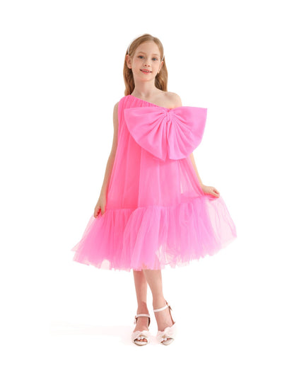 kidsatelier-tulleen-T-3002-Neon Pink-maggi-neon-bow-tulle-dress