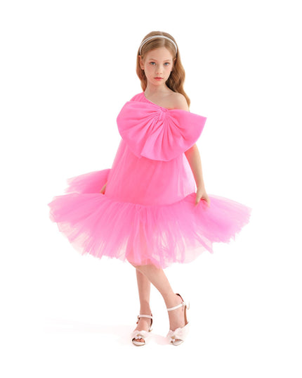 kidsatelier-tulleen-T-3002-Neon Pink-maggi-neon-bow-tulle-dress