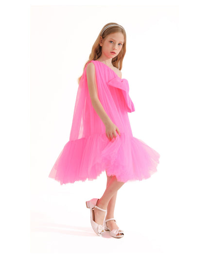 kidsatelier-tulleen-T-3002-Neon Pink-maggi-neon-bow-tulle-dress