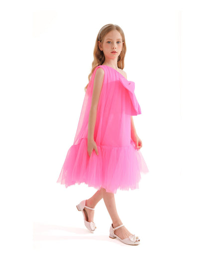 kidsatelier-tulleen-T-3002-Neon Pink-maggi-neon-bow-tulle-dress
