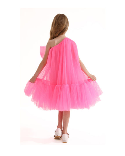 kidsatelier-tulleen-T-3002-Neon Pink-maggi-neon-bow-tulle-dress