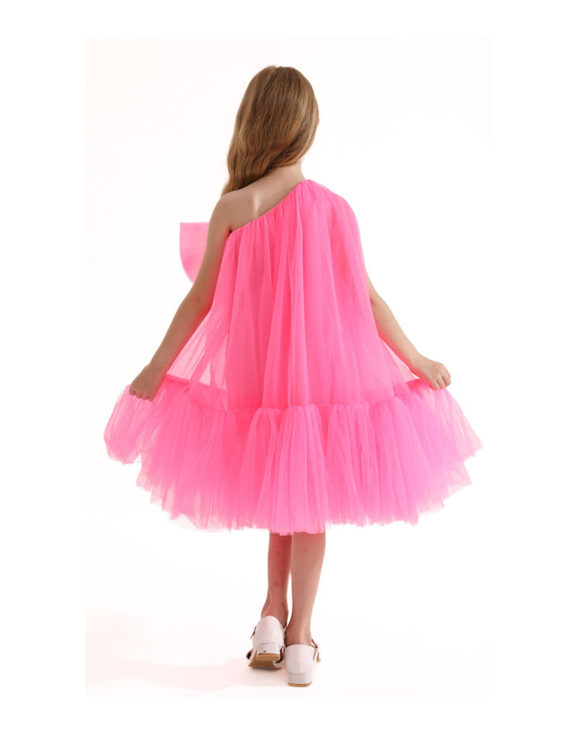 kidsatelier-tulleen-T-3002-Neon Pink-maggi-neon-bow-tulle-dress