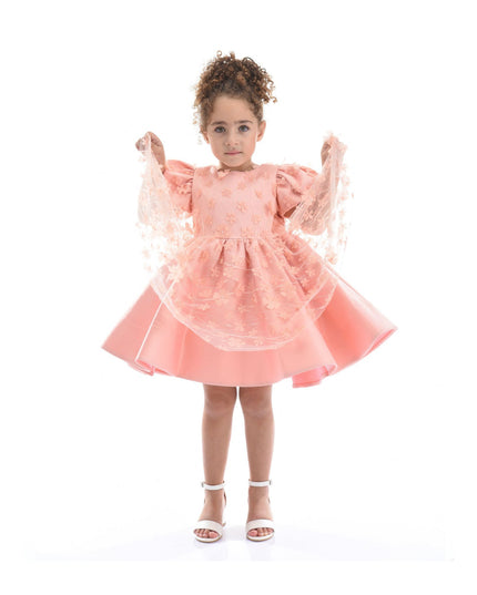 kidsatelier-tulleen-T-322409-Pink-coral-moneta-floral-bow-dress
