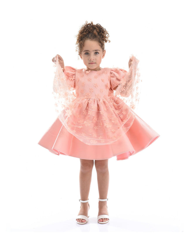 kidsatelier-tulleen-T-322409-Pink-coral-moneta-floral-bow-dress