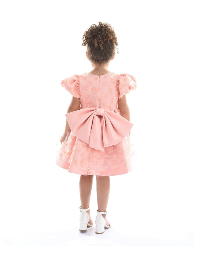 kidsatelier-tulleen-T-322409-Pink-coral-moneta-floral-bow-dress