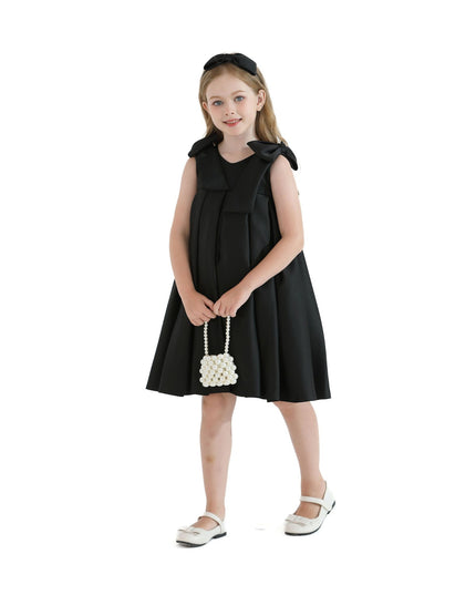 kidsatelier-tulleen-T9901-Black-palermo-satin-bow-pleated-dress