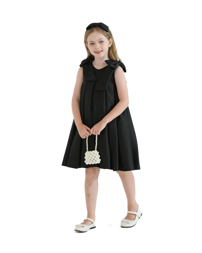 kidsatelier-tulleen-T9901-Black-palermo-satin-bow-pleated-dress