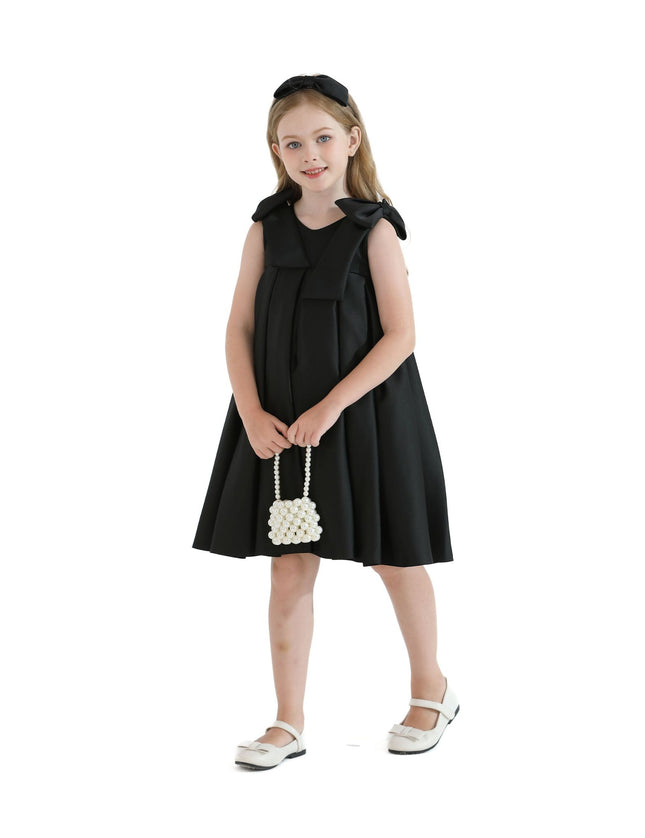 kidsatelier-tulleen-T9901-Black-palermo-satin-bow-pleated-dress