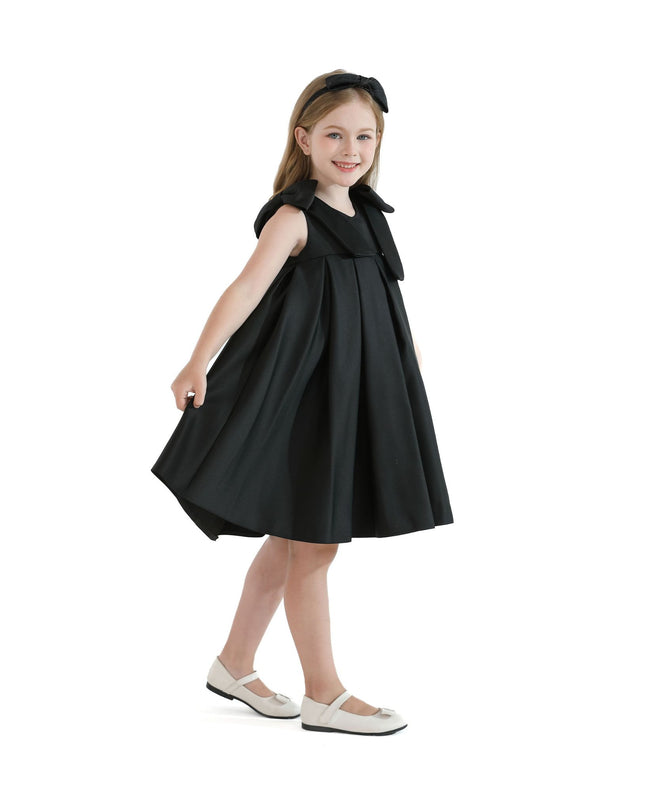 kidsatelier-tulleen-T9901-Black-palermo-satin-bow-pleated-dress