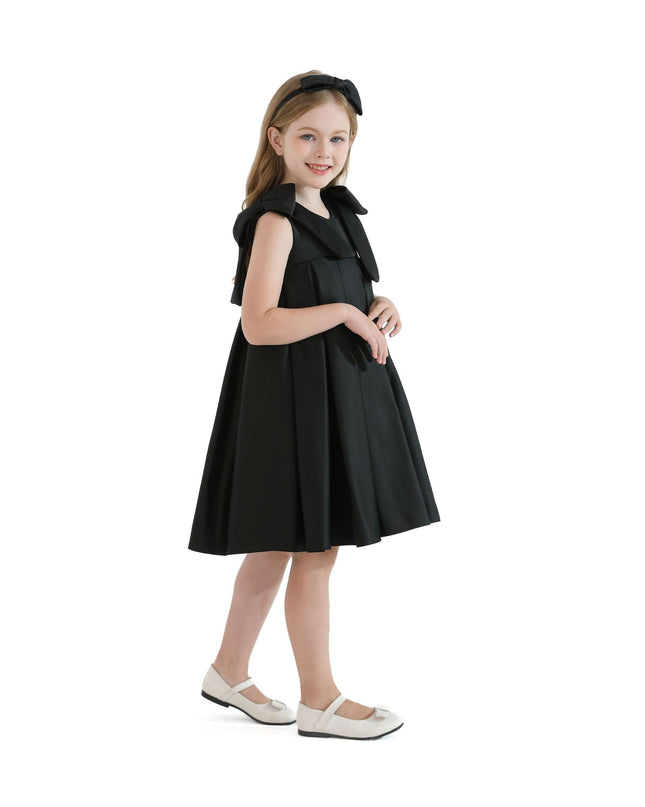 kidsatelier-tulleen-T9901-Black-palermo-satin-bow-pleated-dress