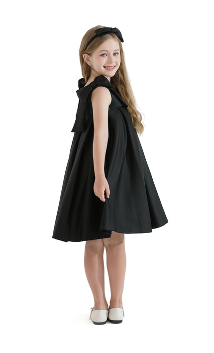 kidsatelier-tulleen-Black-Palermo-Satin-Bow-Pleated-Dress