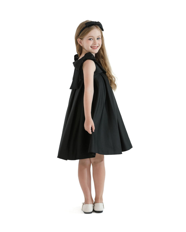 kidsatelier-tulleen-T9901-Black-palermo-satin-bow-pleated-dress