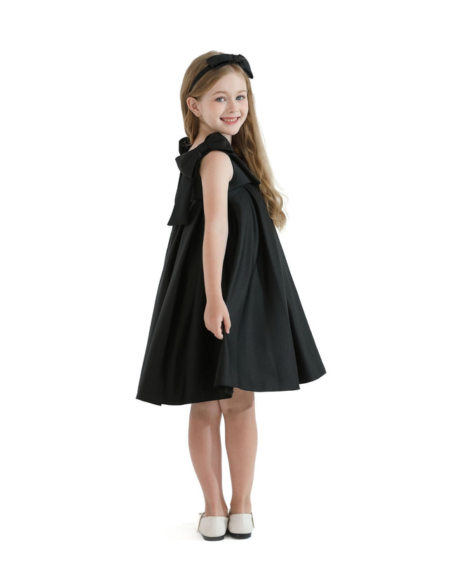 kidsatelier-tulleen-T9901-Black-palermo-satin-bow-pleated-dress