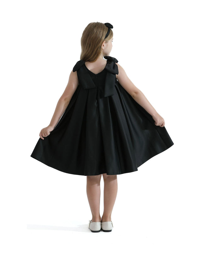 kidsatelier-tulleen-T9901-Black-palermo-satin-bow-pleated-dress