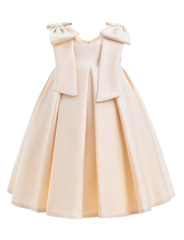 kidsatelier-tulleen-T9901-Champagne-gold-palermo-satin-bow-pleated-dress