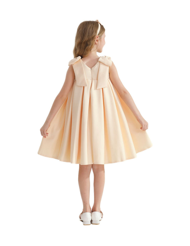 kidsatelier-tulleen-T9901-Champagne-gold-palermo-satin-bow-pleated-dress