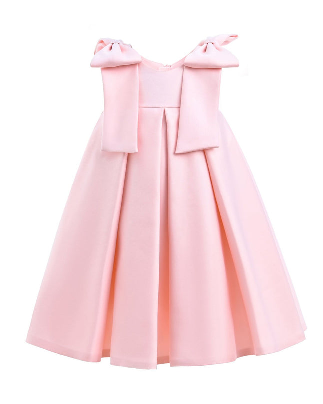 kidsatelier-tulleen-T9901-Pink-palermo-satin-bow-pleated-dress