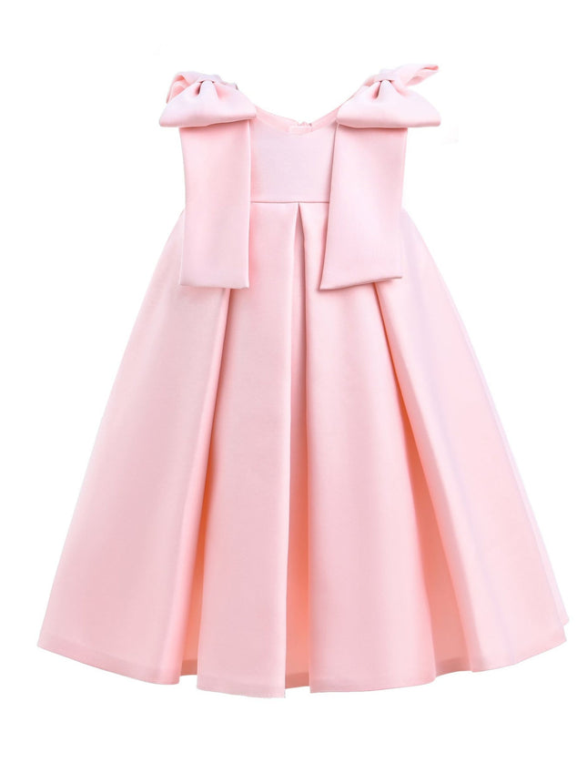 kidsatelier-tulleen-T9901-Pink-palermo-satin-bow-pleated-dress