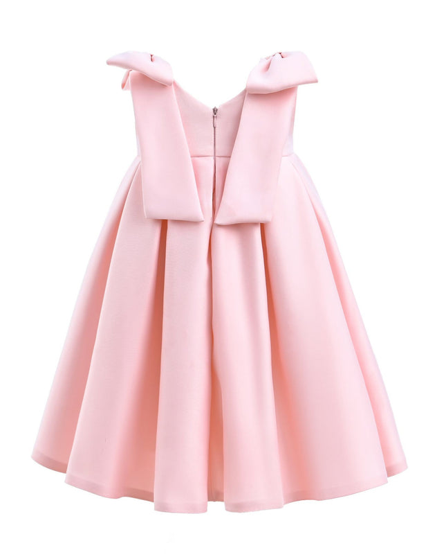 kidsatelier-tulleen-T9901-Pink-palermo-satin-bow-pleated-dress
