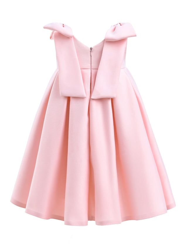 kidsatelier-tulleen-T9901-Pink-palermo-satin-bow-pleated-dress