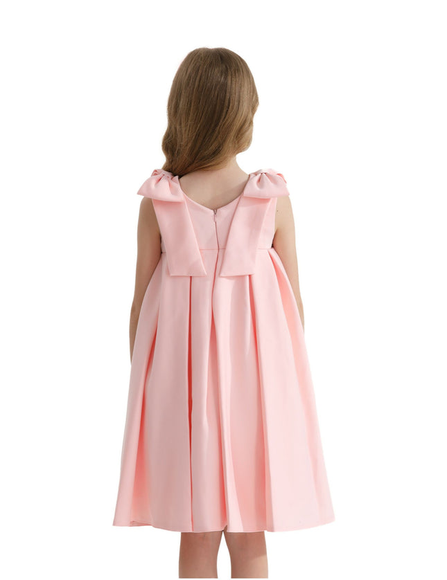 kidsatelier-tulleen-T9901-Pink-palermo-satin-bow-pleated-dress